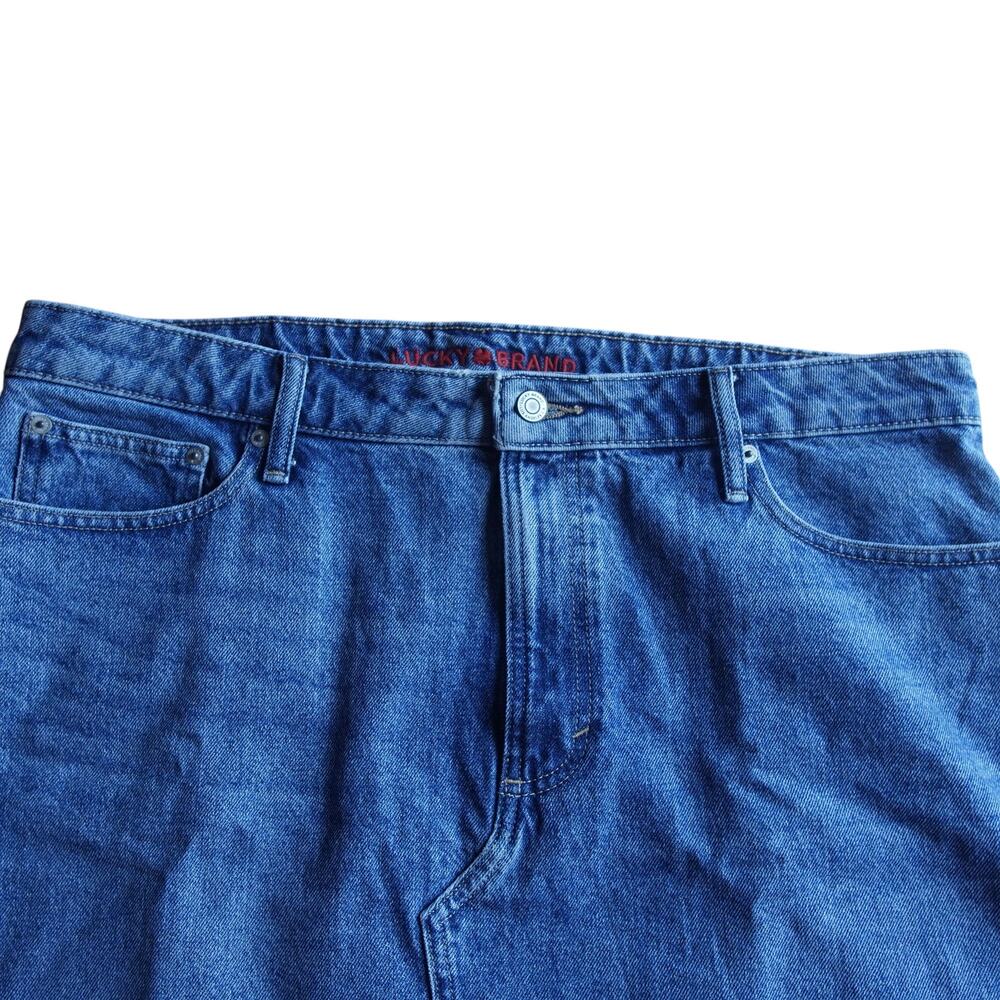 Lucky Brand Denim Midi Skirt Sz 16 Front Slit Raw Hem Like New - Picture 4 of 11